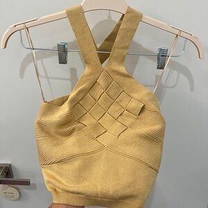 Free People Tan Knit Halter Top